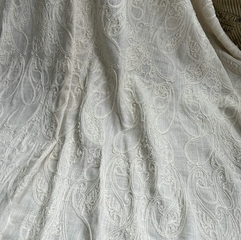Embroidery Chain Stitch - 순면 원단에 면사 자수, 체인 스티치