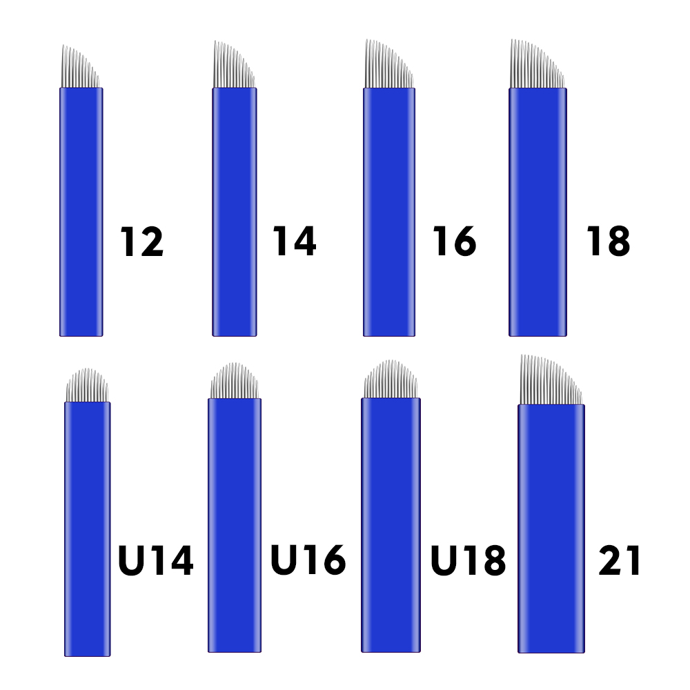 Embroidery Needle Pen - 0.2mm 50/100PCS 블루 블레이드 문신 바늘