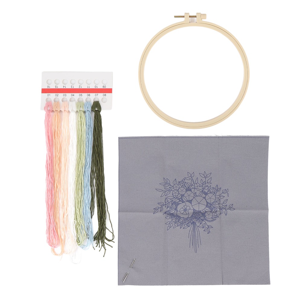 Embroidery Design Patterns Flowers - 프린트 패턴 자수 스타터 키트 3D
