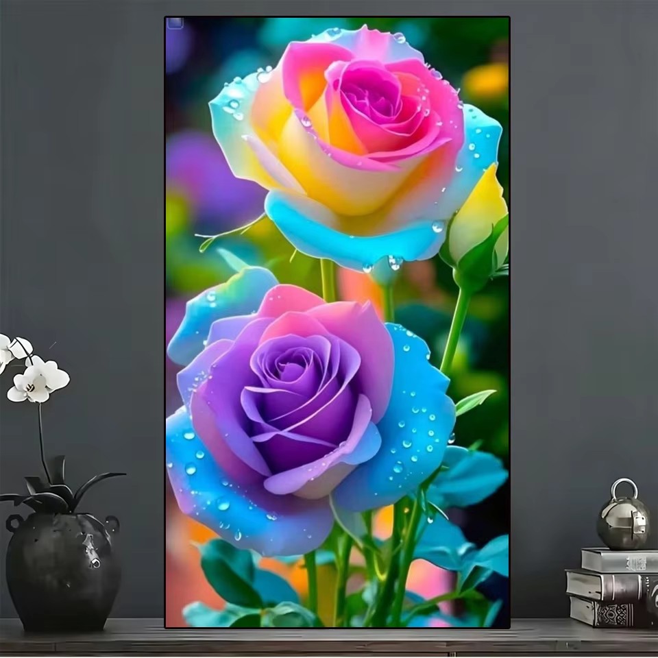 Embroidery Rose Stitch - DIY 풀 스퀘어 다이아몬드 페인팅 장미