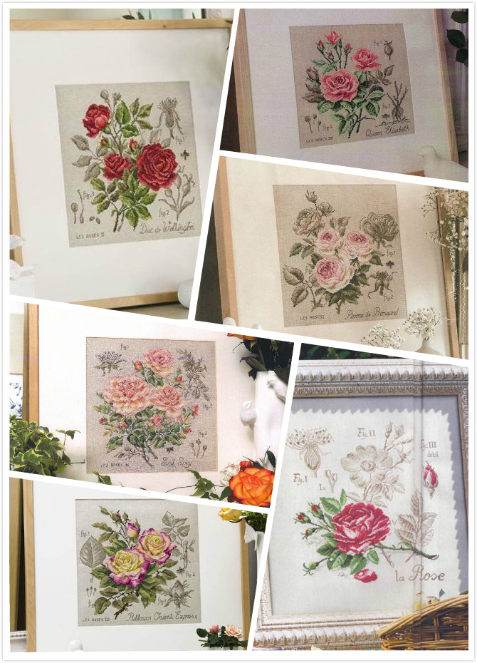 Embroidery Rose Stitch - Dfea-플라워 시리즈 로즈 크로스 스티치 세트,