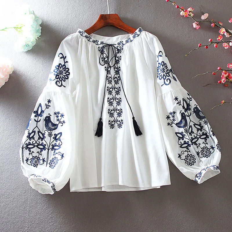 Embroidery Blouse - 2026 여성 레트로 블라우스 민족풍 자수