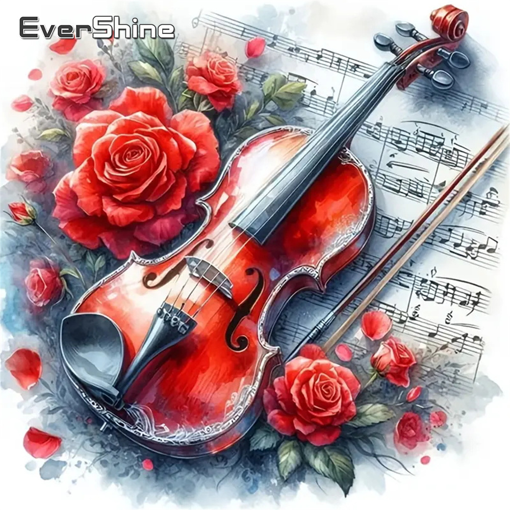 Embroidery Rose Stitch - 에버샤인 DIY 다이아몬드 페인팅 바이올린 풀