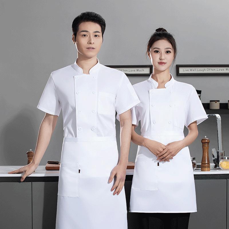 Embroidery Kitchen - 여름용 케이터링 반팔 통기성 셰프 유니폼