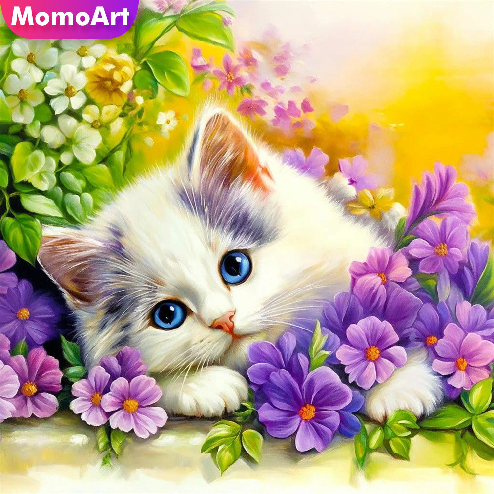 Embroidery Design Patterns Flowers - 모모아트 카운트드 크로스 스티치 고양이 동물