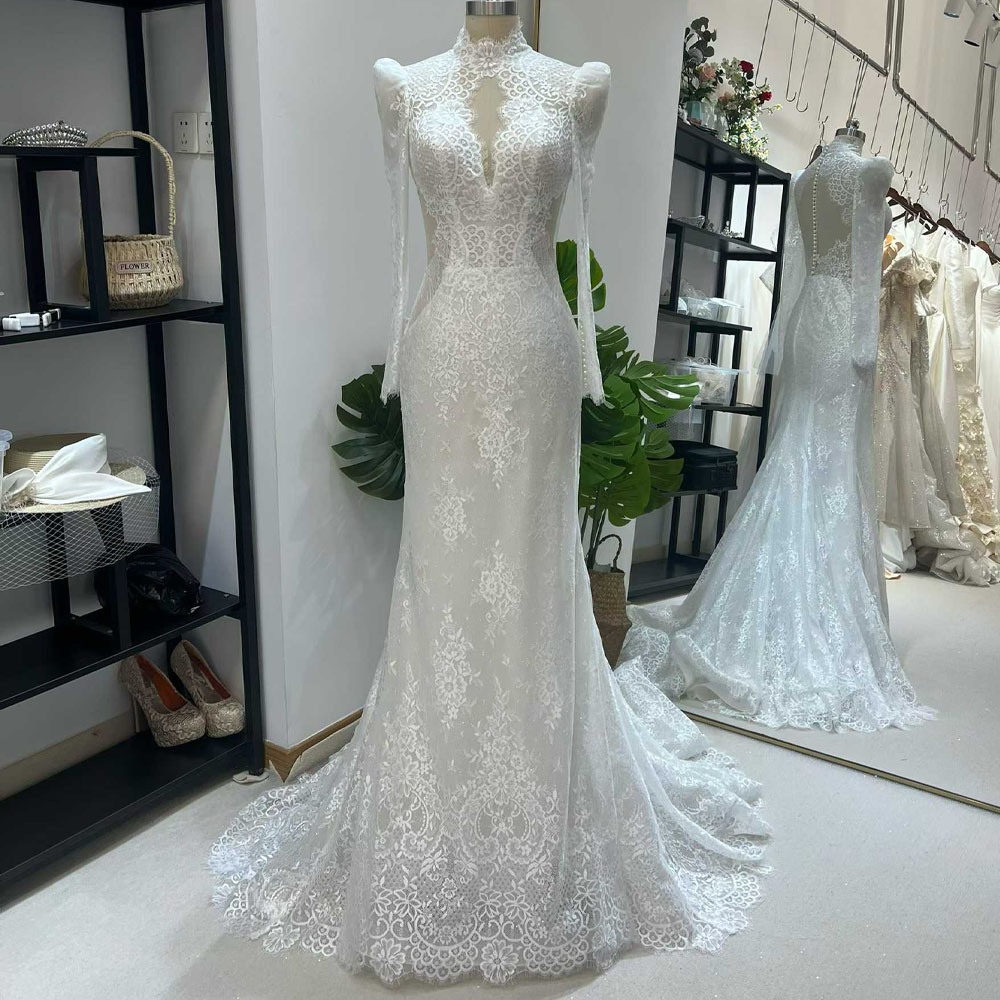 여성용 긴팔 터틀넥 웨딩드레스 2026 자수 머메이드  - Embroidery Organza 리뷰 및 가격