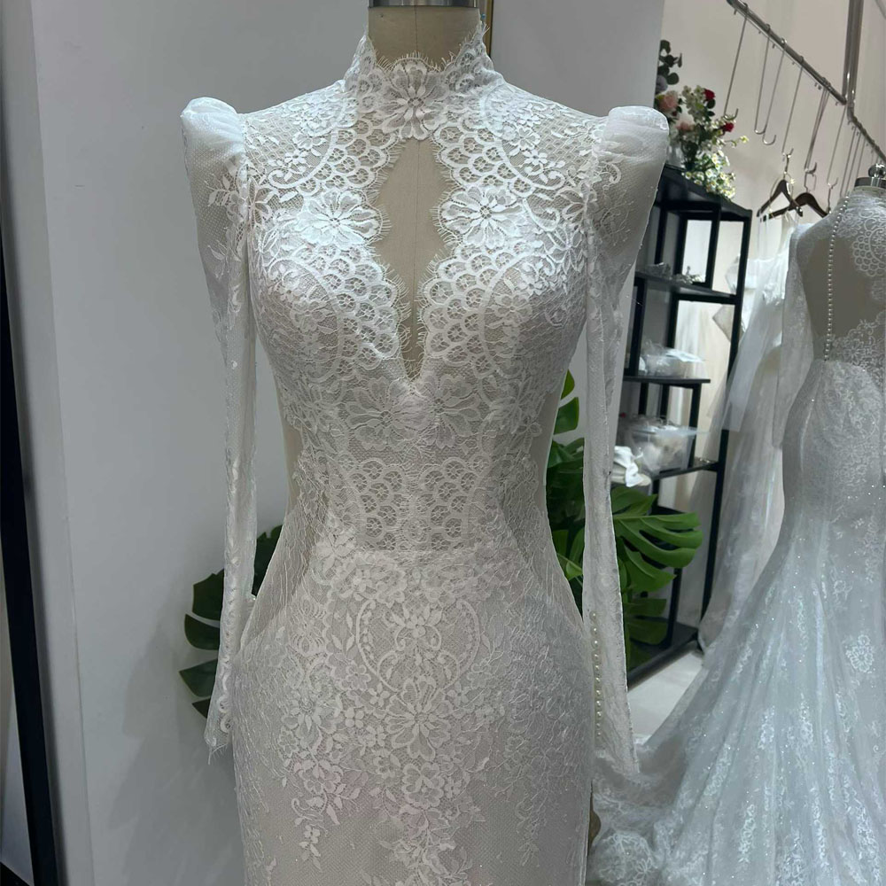 여성용 긴팔 터틀넥 웨딩드레스 2026 자수 머메이드  - Embroidery Organza 리뷰 및 가격