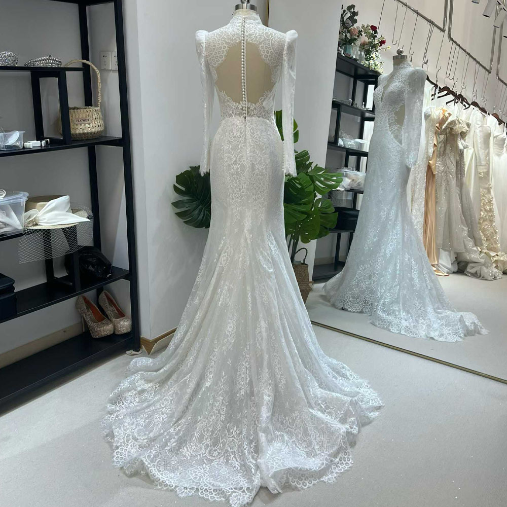 여성용 긴팔 터틀넥 웨딩드레스 2026 자수 머메이드  - Embroidery Organza 리뷰 및 가격