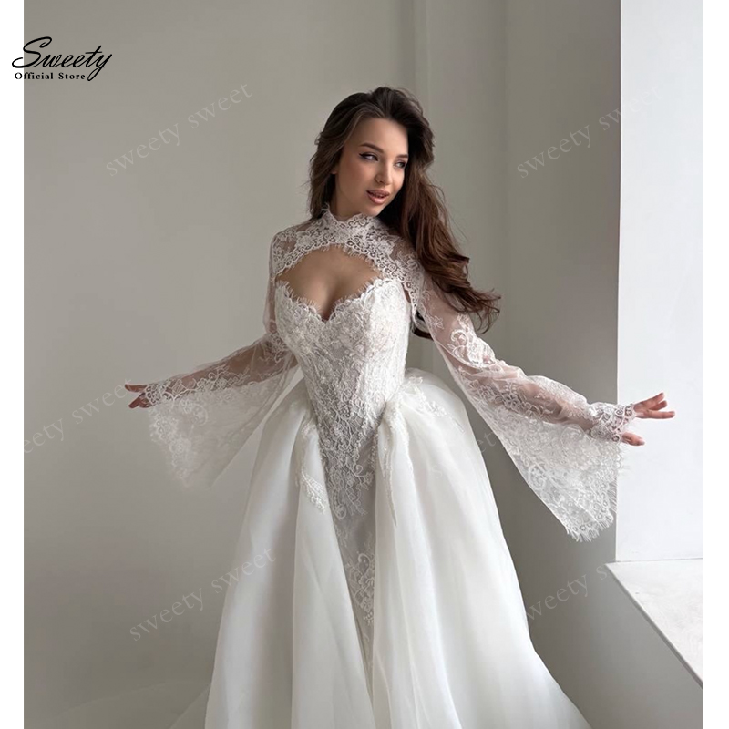 고품질 레이스 웨딩드레스 오간자 자수 A라인 볼 가운  - Embroidery Organza 리뷰 및 가격