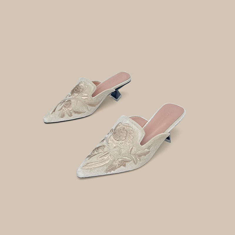 자수 벨루어 여성 신발 여성 슬리퍼 디자인 뮬 여성 포 - Embroidery Designer 리뷰 및 가격