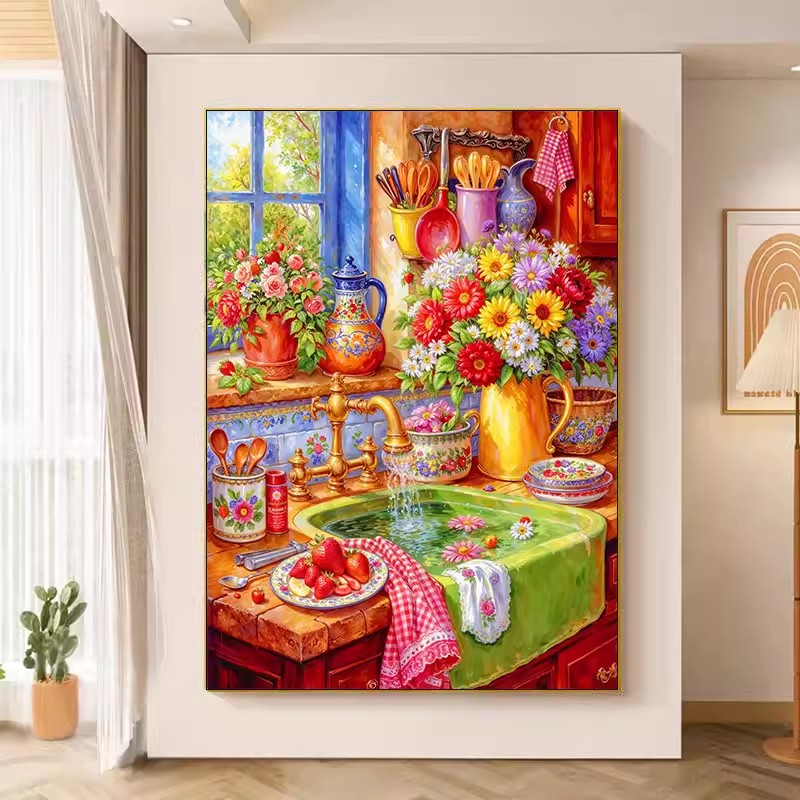 9ct 75x90cm 꽃 주방 자수 DIY 중국 스타일 - Embroidery Kitchen 리뷰 및 가격