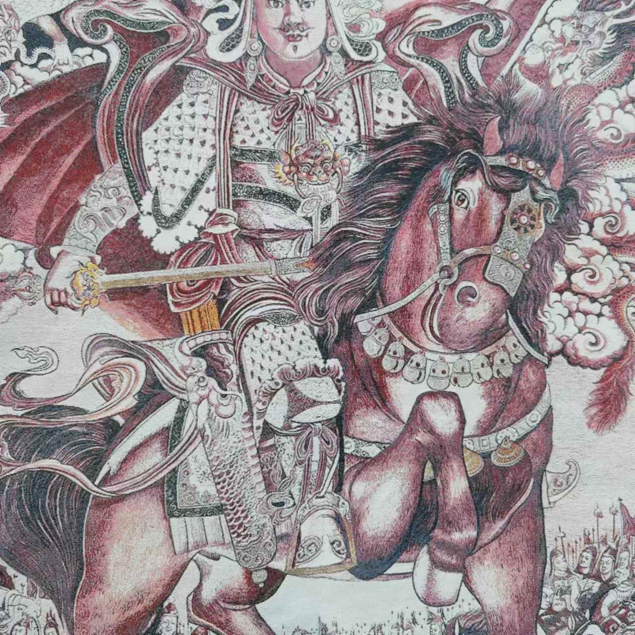 35인치 탕카 자수 티베트 불교 실크 자수 왕 게사르  - Embroidery Horse 리뷰 및 가격