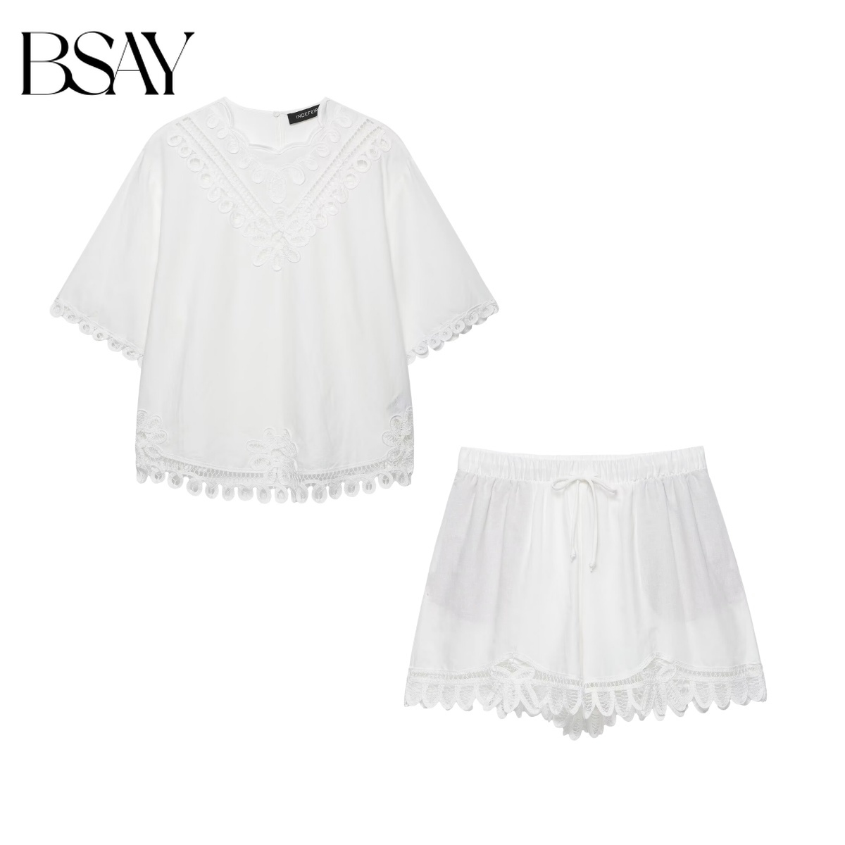 BSAY 여성용 화이트 할로우 자수 V넥 블라우스 +  - Embroidery Blouse 리뷰 및 가격