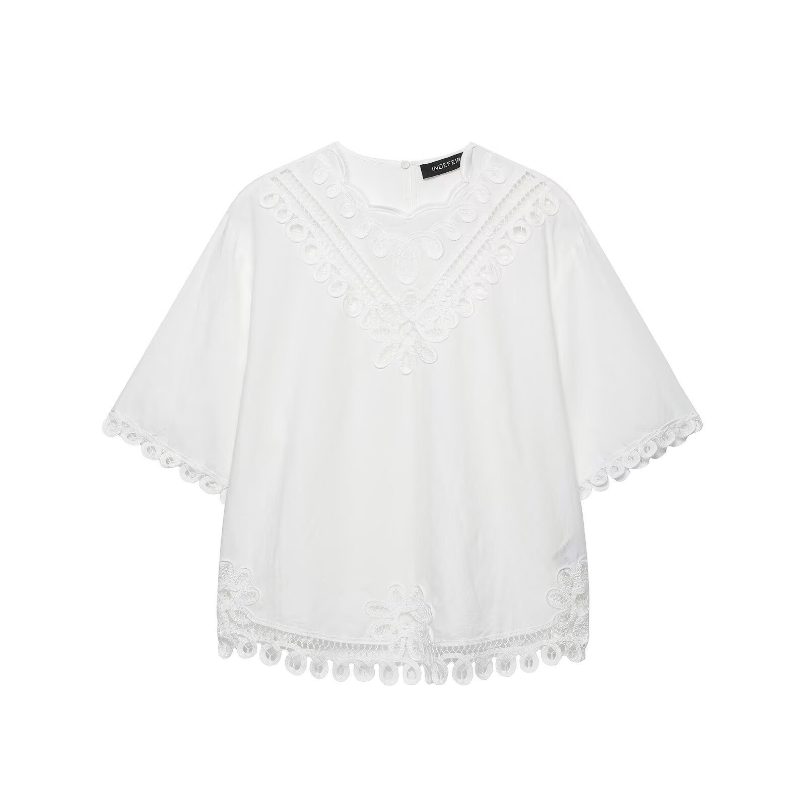 BSAY 여성용 화이트 할로우 자수 V넥 블라우스 +  - Embroidery Blouse 리뷰 및 가격