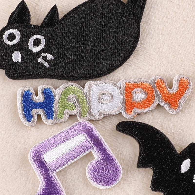 만화 의류 스티커, 검은 고양이, 호박 자수 아플리케, - Embroidery On Black Shirt 리뷰 및 가격