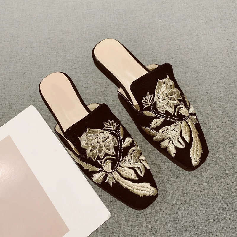 2026 새로운 여성 신발 레트로 자수 뮬러 슬리퍼 여 - Embroidery Designer 리뷰 및 가격