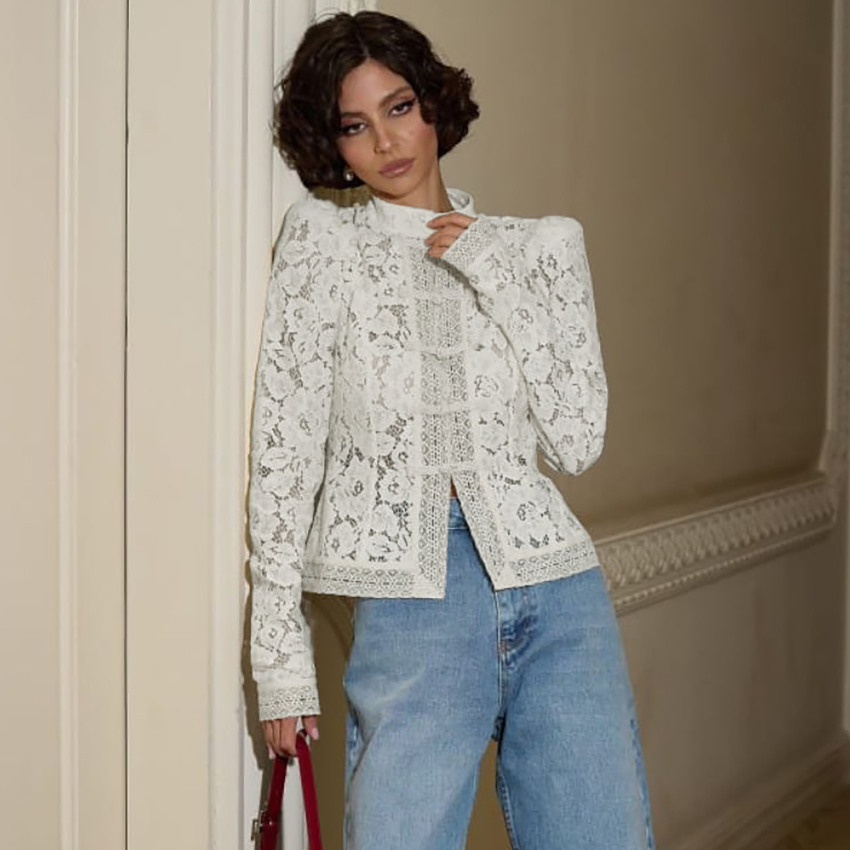 Linad 우아한 자수 퍼프 슬리브 화이트 셔츠 여름  - Embroidery Blouse 리뷰 및 가격