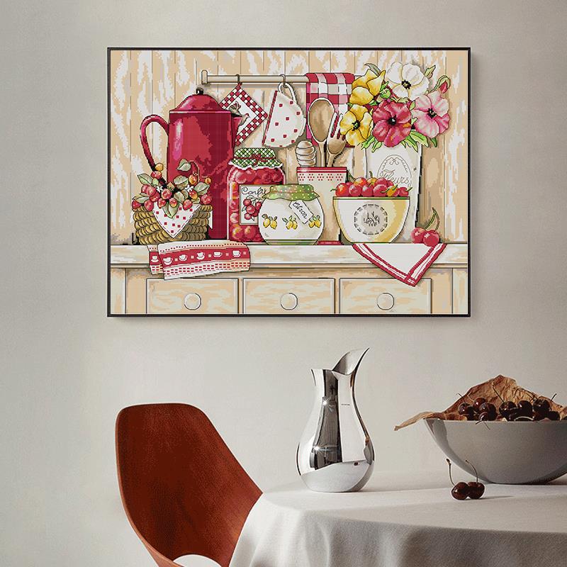 아늑한 부엌 계산 및 스탬프 크로스 스티치 키트 11C - Embroidery Kitchen 리뷰 및 가격