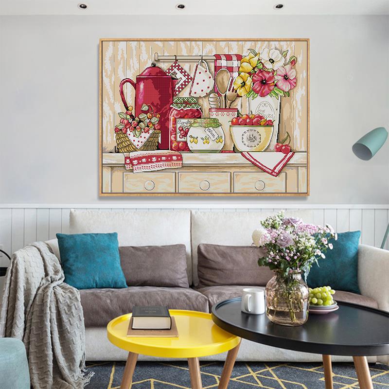 아늑한 부엌 계산 및 스탬프 크로스 스티치 키트 11C - Embroidery Kitchen 리뷰 및 가격