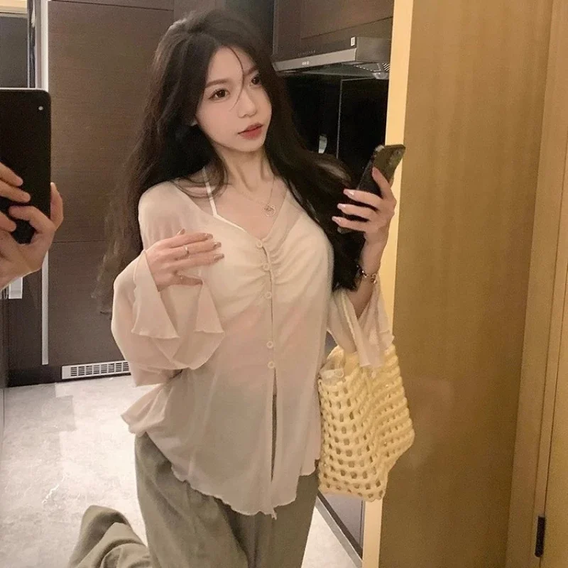 쉬어 플레어 슬리브 블라우스 - Y2K 페어리 스윗 하 - Embroidery Blouse 리뷰 및 가격