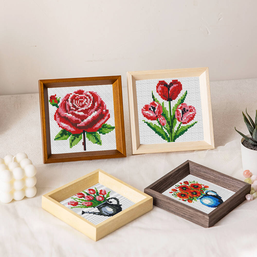 Evershine 8pcs 미니 꽃 크로스 스티치 꽃병 - Embroidery Design Patterns Flowers 리뷰 및 가격