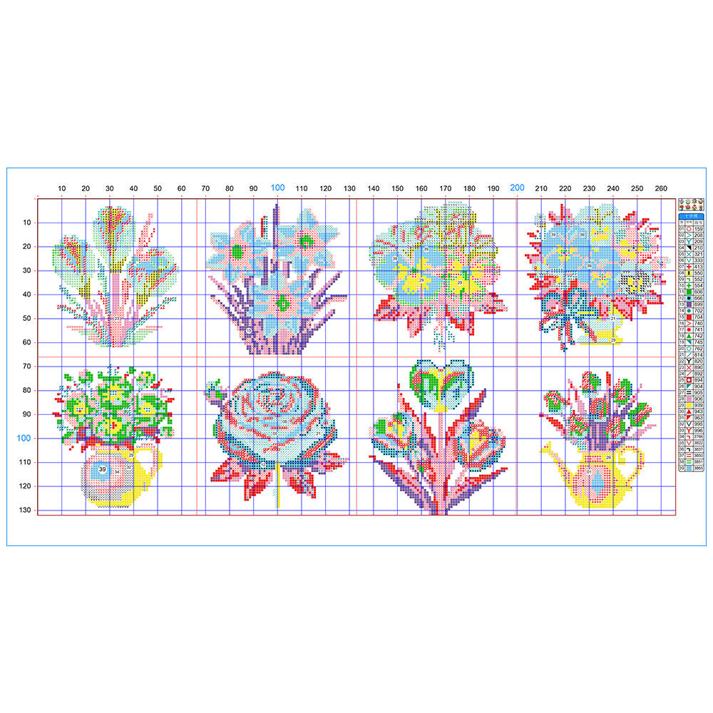 Evershine 8pcs 미니 꽃 크로스 스티치 꽃병 - Embroidery Design Patterns Flowers 리뷰 및 가격