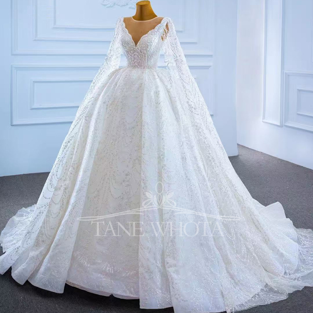 2025년 웨딩드레스, O넥 긴팔 레이스업 백 비딩 스 - Embroidery Organza 리뷰 및 가격