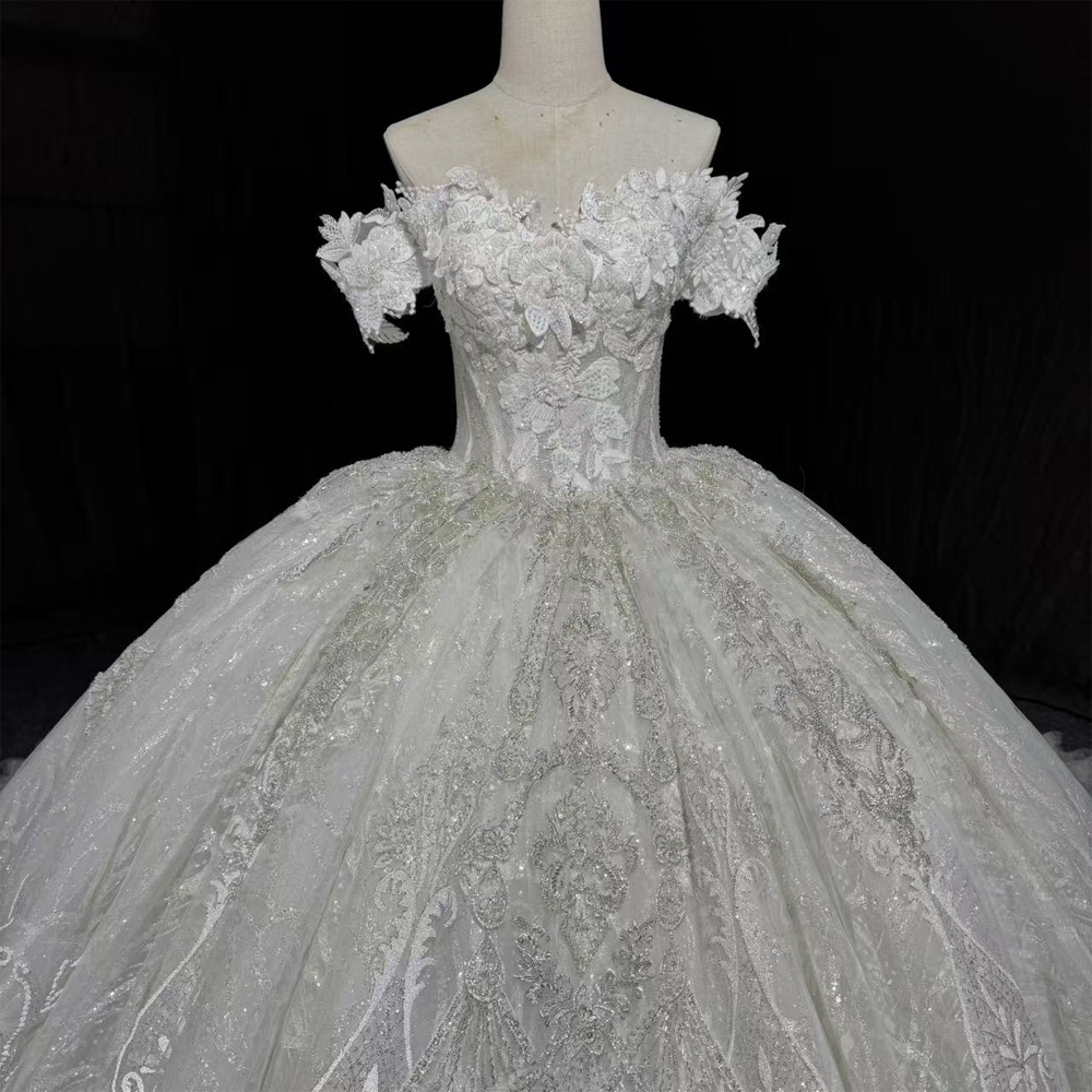 맞춤 제작 가능한 신부 드레스, 스윗하트 오프숄더 자수 - Embroidery Organza 리뷰 및 가격