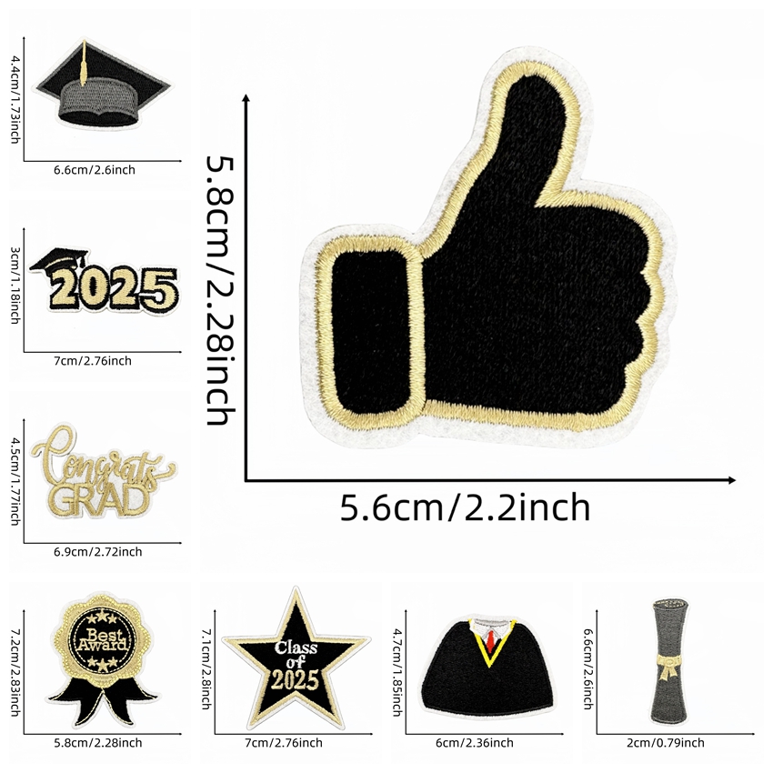 10 개/몫 블랙 골드 졸업 시즌 수 놓은 봉제 배지  - Embroidery On Black Shirt 리뷰 및 가격
