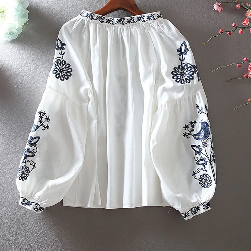 2026 여성 레트로 블라우스 민족풍 자수 레이스업 태 - Embroidery Blouse 리뷰 및 가격