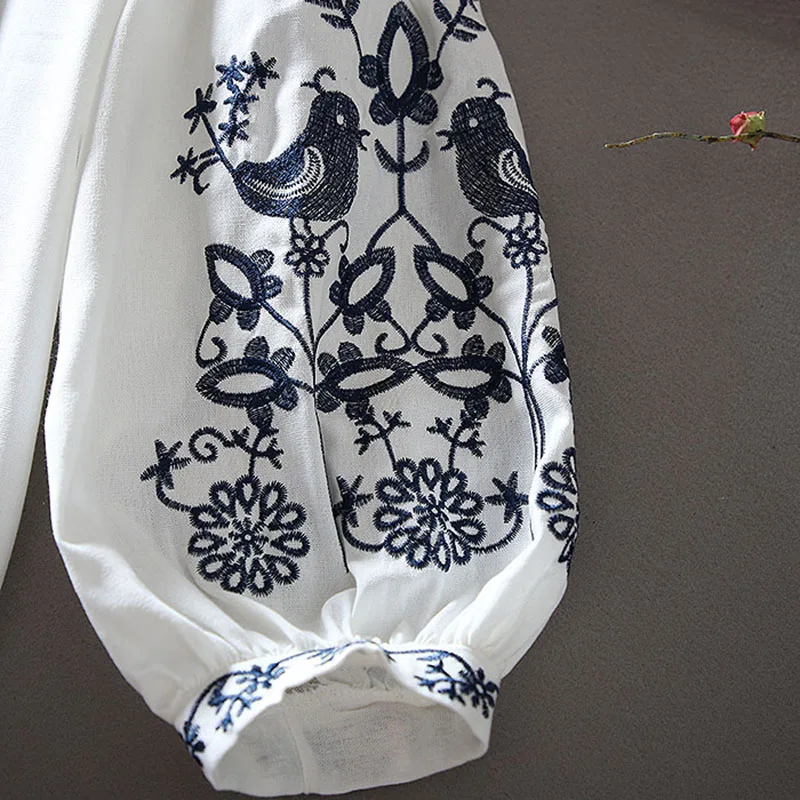 2026 여성 레트로 블라우스 민족풍 자수 레이스업 태 - Embroidery Blouse 리뷰 및 가격