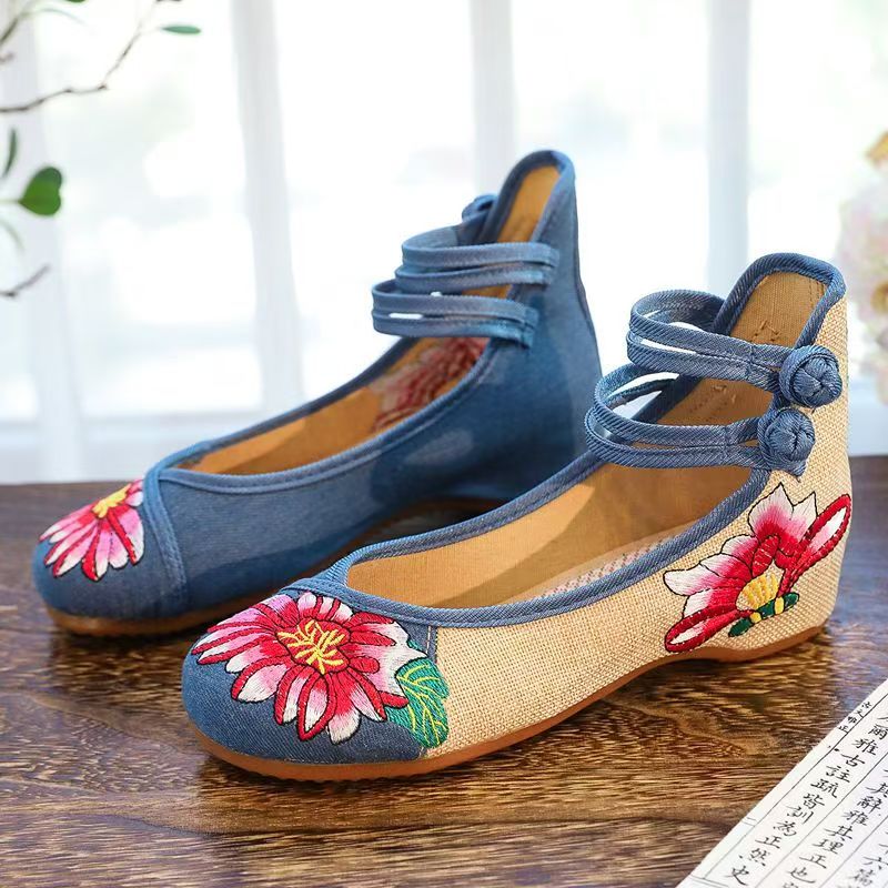 여성 웨지 힐 자수 천 신발 봄 여름 새로운 민족 스타 - Embroidery Horse 리뷰 및 가격