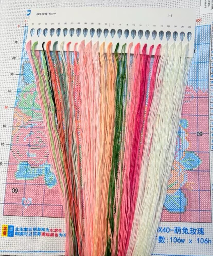 9ct 40x40cm 장미 토끼 자수 DIY 중국 스타 - Embroidery Rose Stitch 리뷰 및 가격